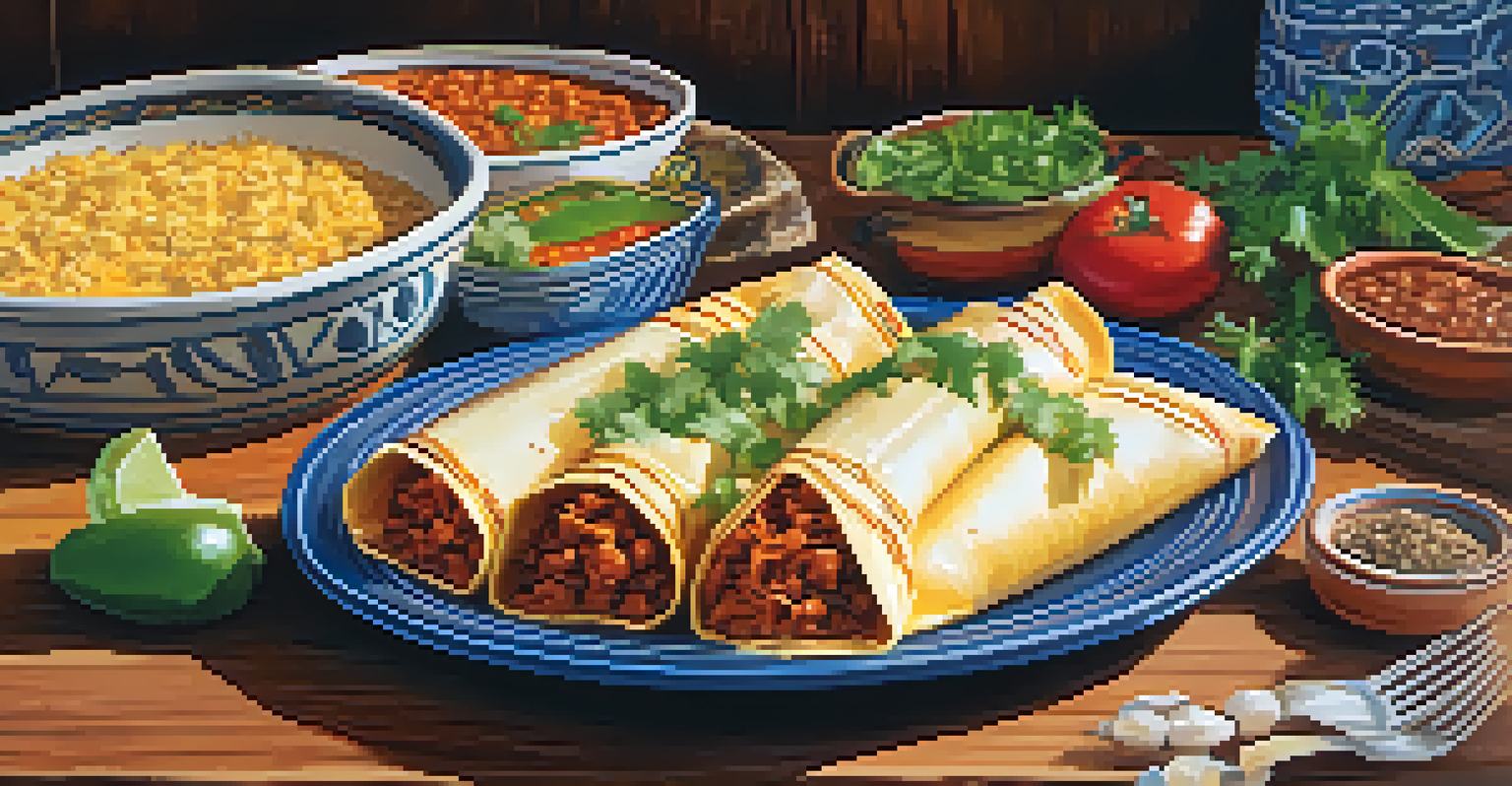 A plate of traditional Colorado cuisine featuring enchiladas, tamales, and posole on a rustic wooden table.