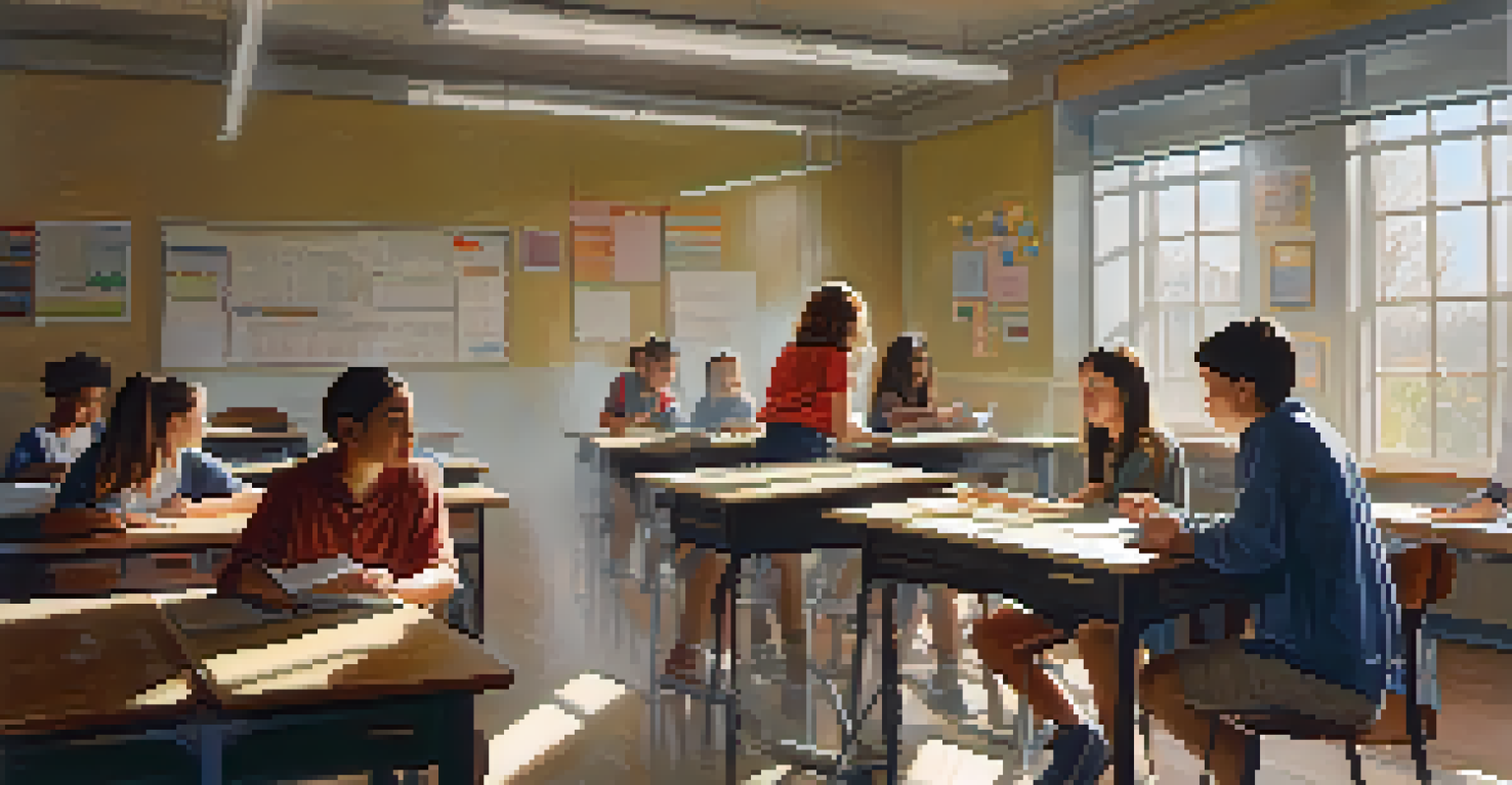 A small classroom with students interacting and learning from a dedicated instructor in a well-lit environment.