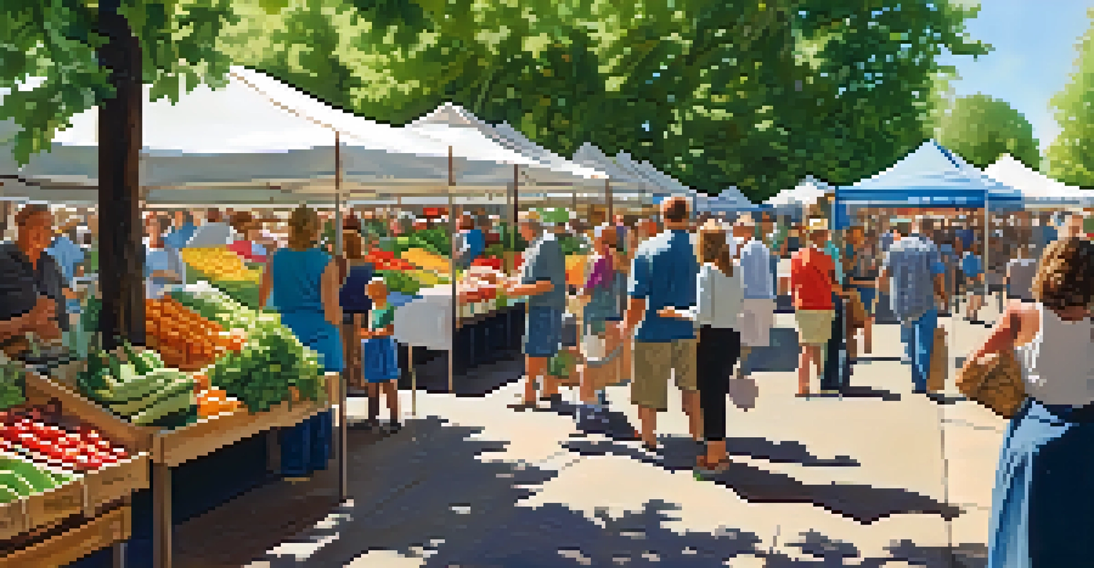 A bustling farmers' market in Colorado with fresh produce and community engagement, highlighting nutrition and local living.