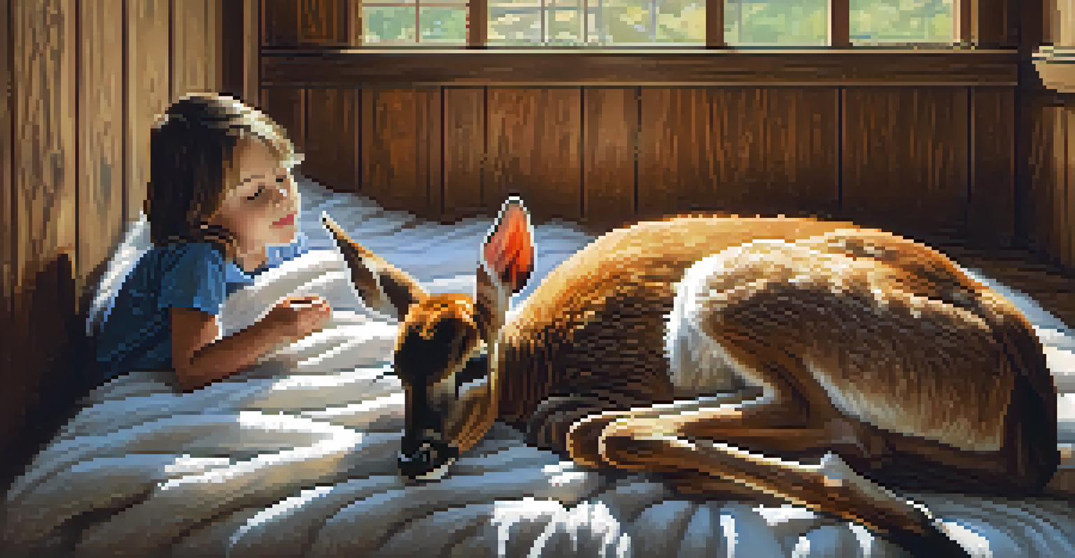 A young fawn resting in a rehabilitation center, being gently fed by a caretaker in a cozy environment.