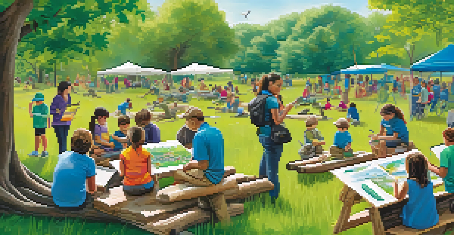 A community workshop focused on wildlife conservation, with people of all ages participating in various activities.