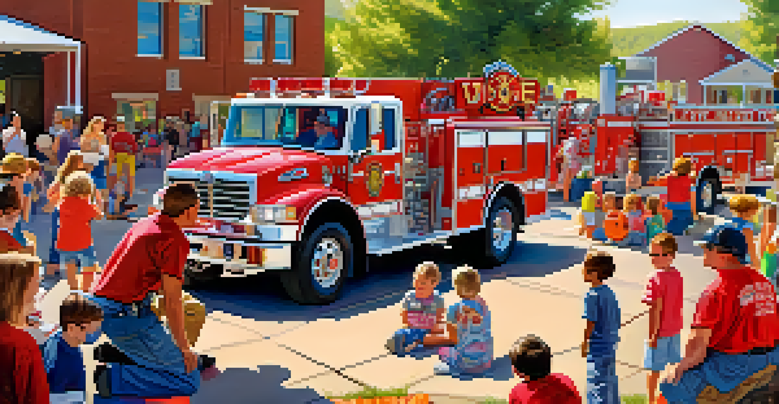 A community event where volunteer firefighters teach fire safety to families in Colorado.