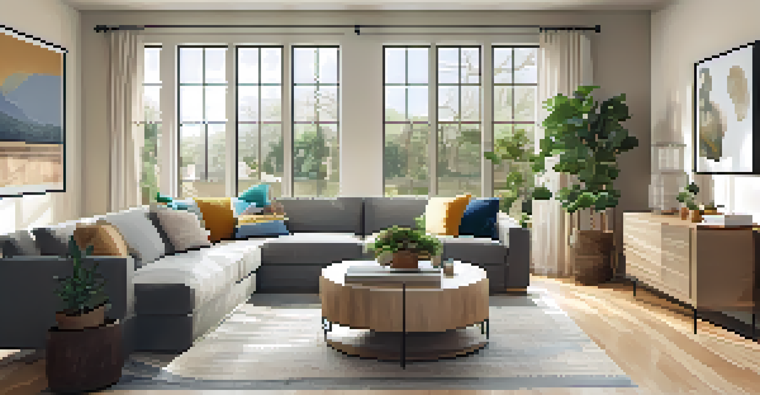 A cozy, modern living room filled with natural light, featuring stylish furniture and decor, perfect for a family.