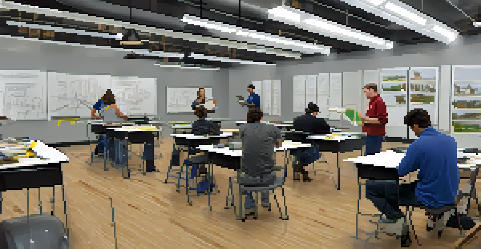 Students participating in a hands-on workshop at a community college classroom.