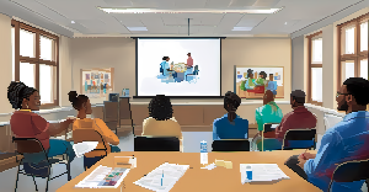 A community health workshop with diverse attendees engaged in learning about healthy lifestyles.