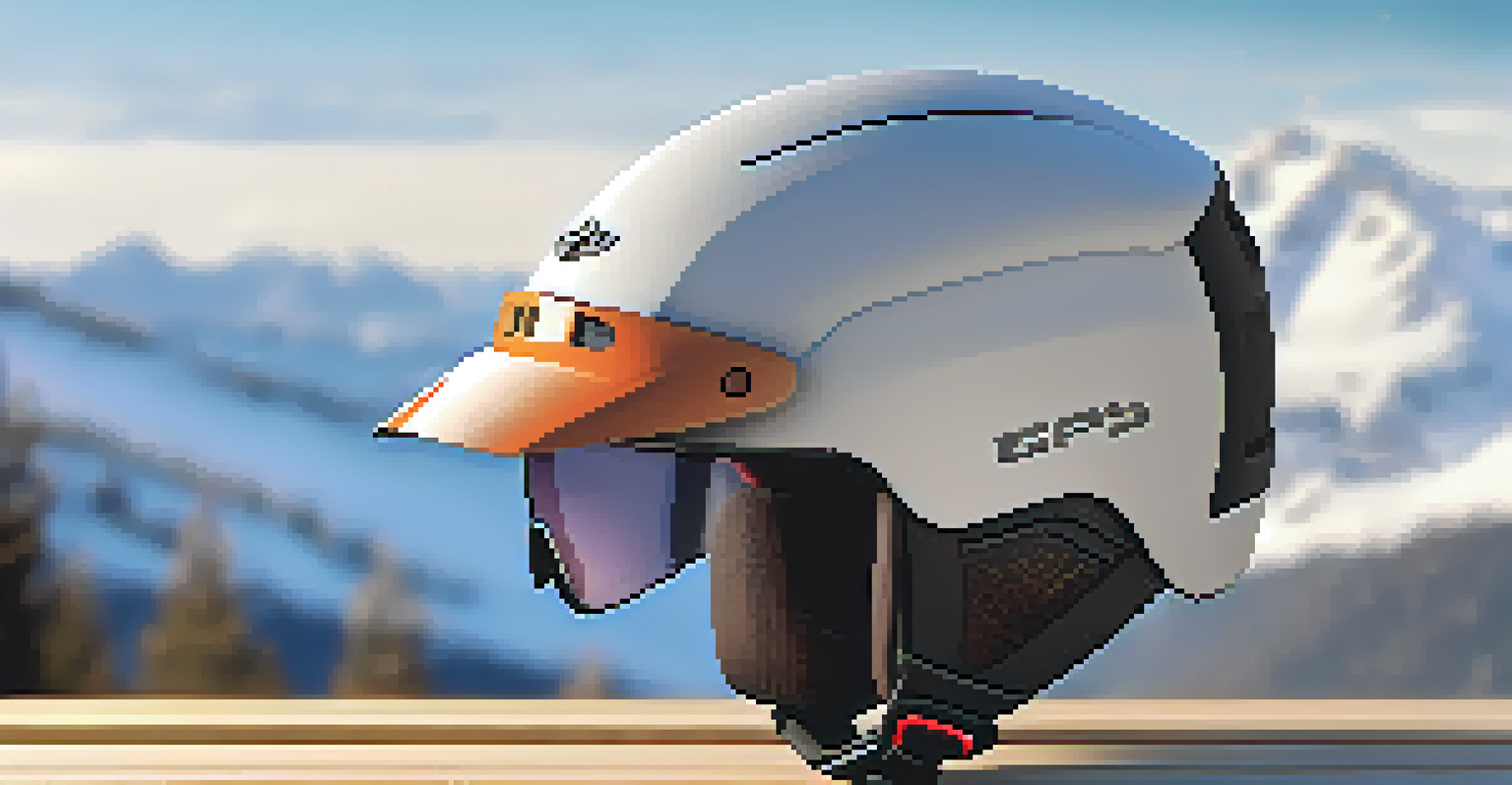 A close-up of a smart helmet designed for winter sports, featuring advanced technology.