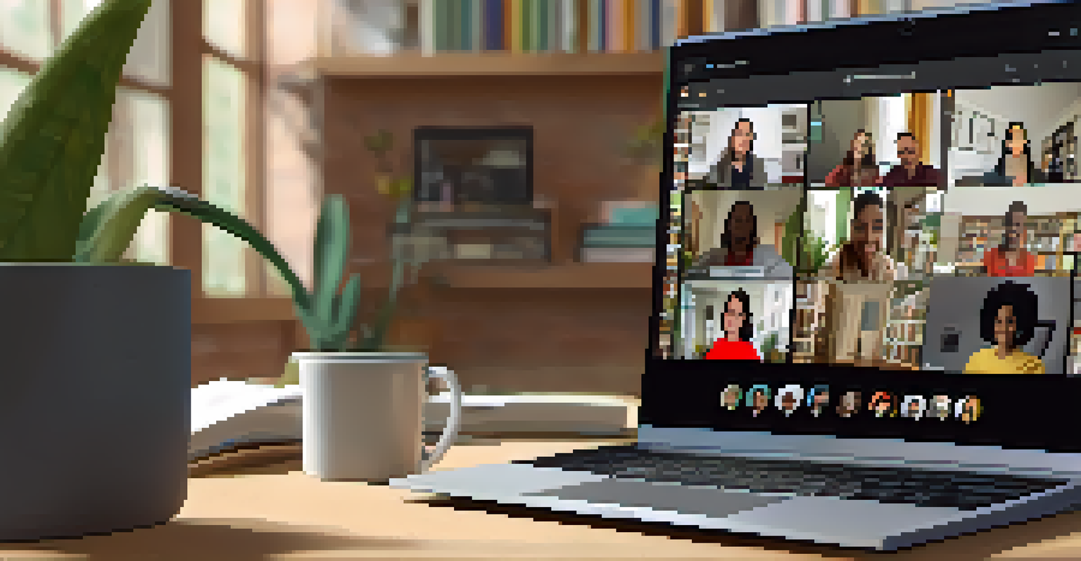 An online workshop on civic engagement being conducted via video call, with a diverse group of participants on the screen.