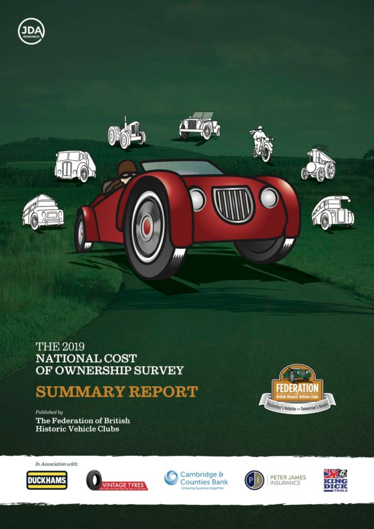 The cover of the 2019 National Cost of Ownership Survey summary report, showing a red classic car.