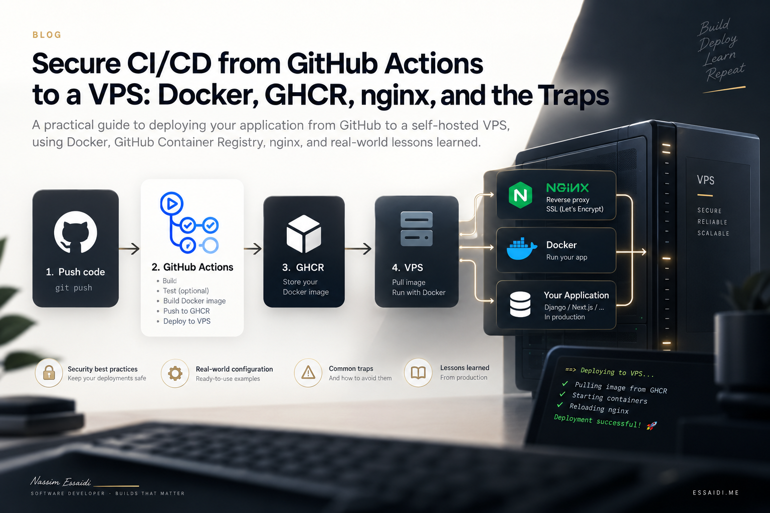 Secure CI/CD from GitHub Actions to a VPS: Docker, GHCR, nginx, and the Traps