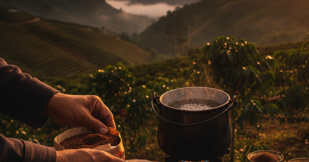 Ritual y Ciencia: El arte de preparar el café en olla perfecto
La preparación de café en olla, o café hervido, es uno de los métodos de **inmersión** más antiguos del mundo. Aunque a menudo se asocia con lo cotidiano, aplicar los principios del café de especialidad puede transformar este método en una experiencia sensorial de alto nivel.
En **RELIEVE**, creemos que el respeto por la materia prima y la precisión técnica son las claves para que un buen grano colombiano exprese todo su potencial.
### 1. La materia prima: Arábica de altura
Para este método, la elección de la especie es fundamental. Recomendamos el uso de **café Arábica**, un híbrido natural complejo y tetraploide que concentra azúcares y ácidos orgánicos debido a su maduración lenta en altitudes elevadas. Esto garantiza una taza naturalmente dulce, con notas que pueden variar desde el jazmín hasta el chocolate, dependiendo de su *terroir*.
### 2. Molienda y Proporción (Ratio)
* **Molienda:** Debe ser **media-gruesa** (similar a la sal de mar). Una molienda muy fina dificultará que los sedimentos se asienten en el fondo y puede sobre-extraer compuestos amargos.
* **Proporción:** Una receta infalible para comenzar es utilizar **30 gramos de café por cada 500 gramos de agua**. Mantener una proporción constante es el primer paso hacia la **consistencia**, un valor fundamental defendido por expertos como Scott Rao.
### 3. El control térmico del agua (Paso Crítico)
El agua representa más del 98% de la infusión, por lo que su temperatura actúa como el "interruptor" de la extracción. El objetivo técnico es que el agua esté entre **92°C y 93°C** al entrar en contacto con el café.
* **Si no tienes termómetro:** Pon el agua a calentar y observa el fondo de la olla. El momento ideal es cuando aparezcan **pequeñas burbujas** (del tamaño de un alfiler) subiendo de forma constante, pero justo antes de que la superficie rompa en un hervor turbulento.
* **Si el agua llega a hervir:** No la uses de inmediato, ya que el calor excesivo quemará los aceites volátiles y ácidos delicados del Arábica. Retira la olla del fuego y espera entre **3 y 4 minutos**. Este tiempo de reposo permite que la masa de agua pierda energía y baje de los 100°C al rango óptimo de extracción.
### 4. El proceso paso a paso
1. **Incorporación:** Una vez que el agua esté en la temperatura correcta, añade el café molido.
2. **Saturación:** Remueve suavemente con una cuchara para asegurarte de que todas las partículas de café estén mojadas. Esto permite que el agua sature el grano de manera uniforme.
3. **Tiempo de inmersión:** Deja reposar la mezcla durante **4 minutos**. Durante este tiempo, el café "florece", liberando dióxido de carbono y preparándose para entregar su sabor.
4. **Rompimiento de la costra:** Pasados los 4 minutos, notarás una capa de café en la superficie. Usa una cuchara para romperla suavemente; esto hará que la mayoría de los sedimentos caigan al fondo.
5. **Limpieza:** Retira con la cuchara la espuma o partículas que queden flotando. Deja reposar otros **2 minutos** adicionales para que el café se asiente completamente y la taza resulte más limpia y brillante.
### 5. El servicio: Claridad en la taza
Sirve el café con cuidado, vertiéndolo lentamente para no agitar los sedimentos del fondo. Si buscas una "arquitectura de claridad" similar a la de un método **Chemex o V60**, puedes pasar la bebida por un filtro de papel previamente enjuagado; esto atrapará los aceites y finos restantes, resaltando la brillantez del grano.
**Conclusión:**
El café de especialidad es la intersección entre la botánica avanzada y la técnica aplicada. Al controlar variables como la temperatura y el tiempo, dejas de "hacer café" para empezar a **extraer el relato de la tierra** que RELIEVE lleva hasta tu hogar.