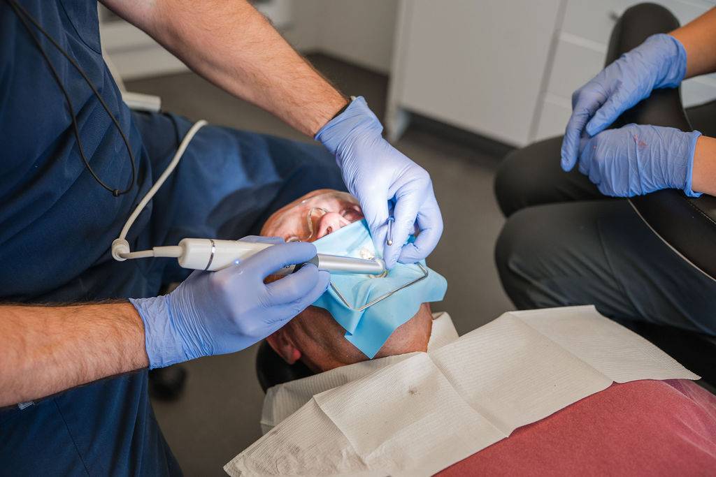 Patient receiving advanced dental treatment with an intraoral scanner and digital imaging technology during a general dentistry appointment at Pontesbury Dental.
