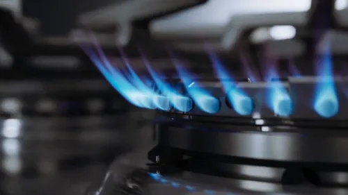 3D render of an appliance gas hob burner with simulated flames