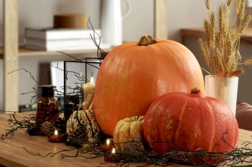 3D scanned pumpkins CGI autumnal table decoration