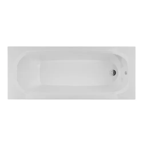 3D Rendered top view of a white bath with silver plughole