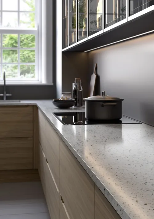 Modern kitchen countertop CGI capturing the beauty of our clients laminate worktops