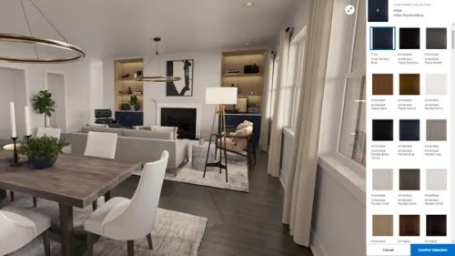 360 Visualiser displaying the living room and cabinetry configuration options