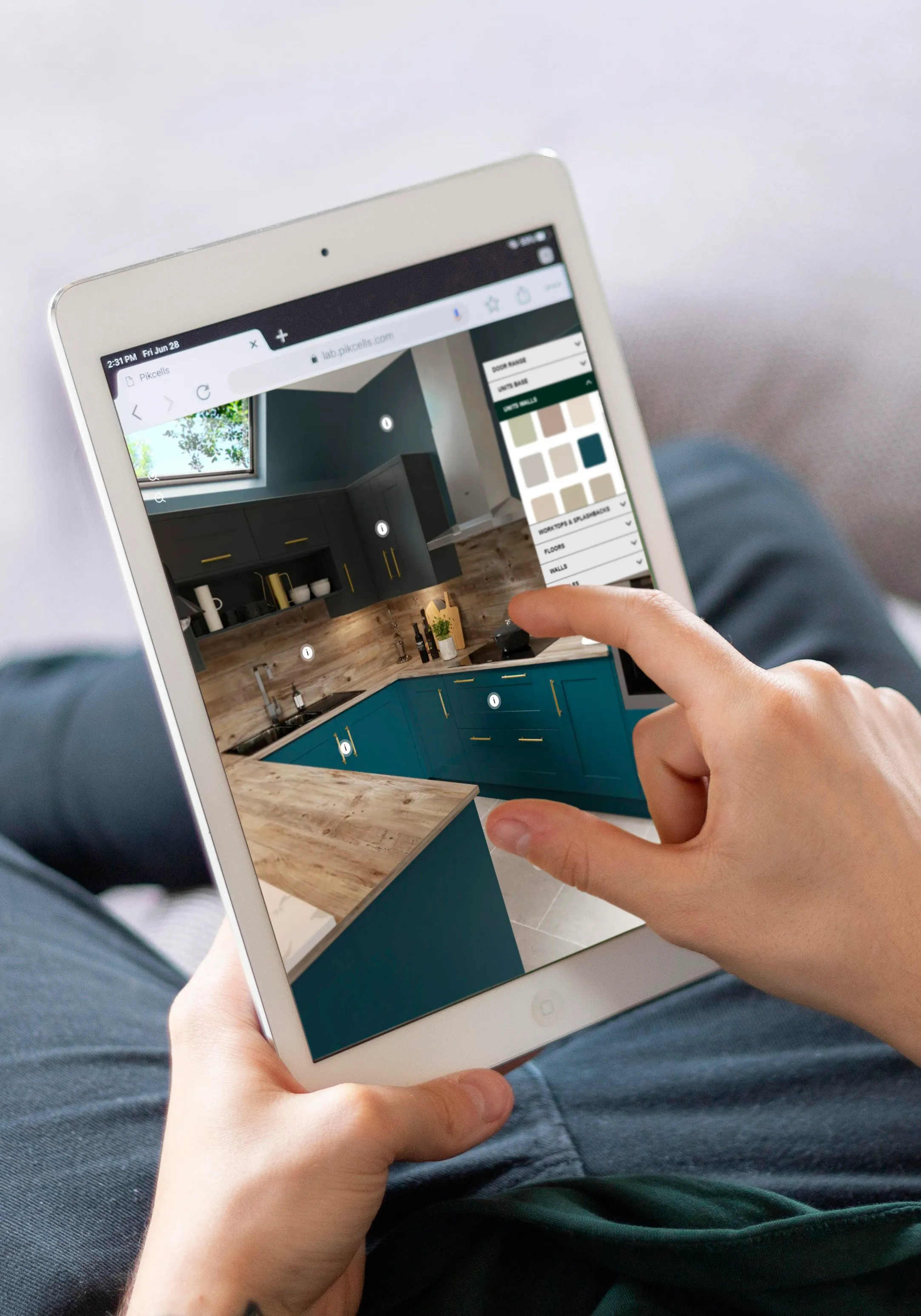 Kitchen visualiser displayer on an iPad tablet device