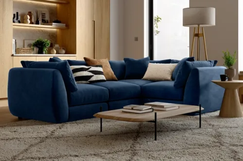 Zofa Utopia sofa in royal blue CGI roomset render