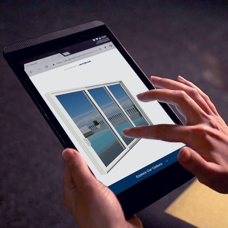 Interactive door configurator displayed on a mobile tablet
