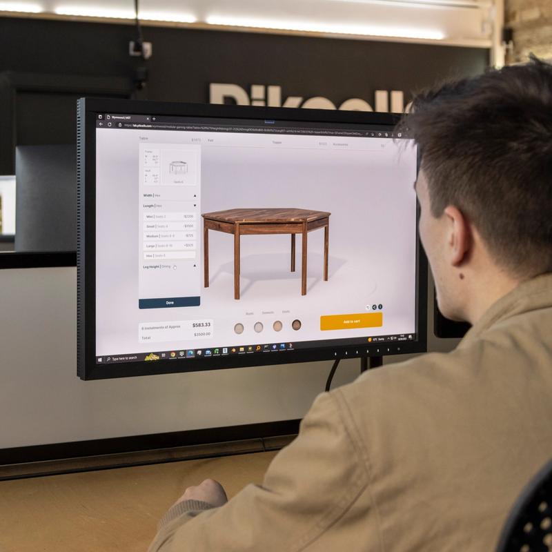 Modular gaming table configurator being used on a desktop device