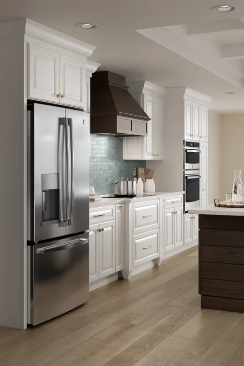 White painted and dark wood kitchen CGI