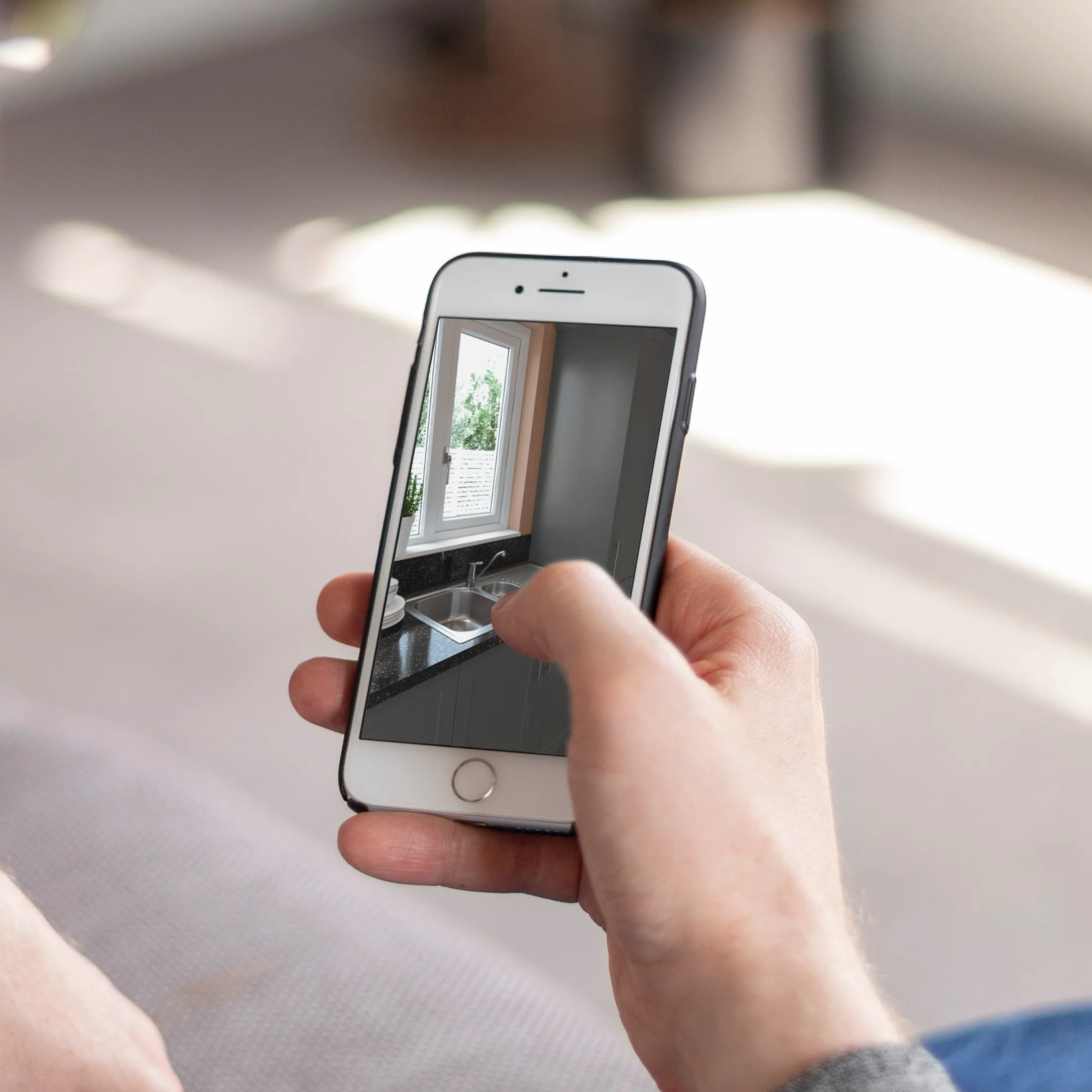 BA 360 kitchen configurator displayed on an iPhone device