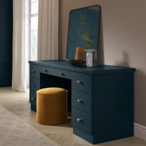 CGI image of a blue dressing table