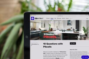 CGArchitect 10 questions with Pikcells article displayed on a tablet