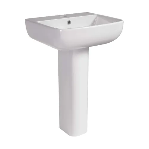 Silo cut-out of a white modern pedestal sink CGI