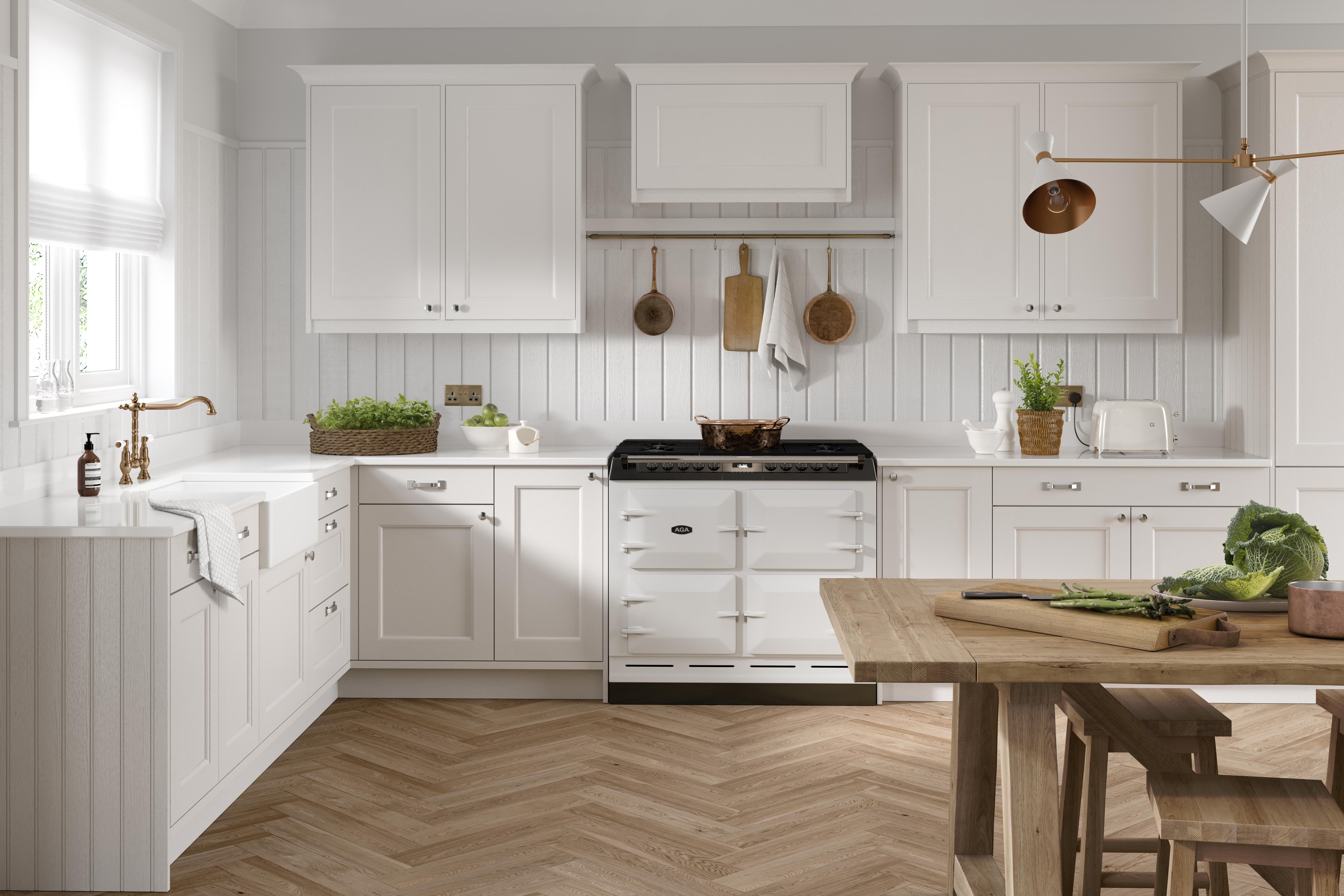 Traditional white Shaker style kitchen CGI