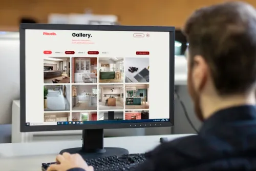 Pikcells website gallery displayed on a desktop computer