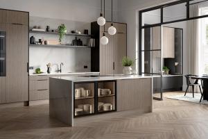 Reeded Driftwood Kitchen CGI