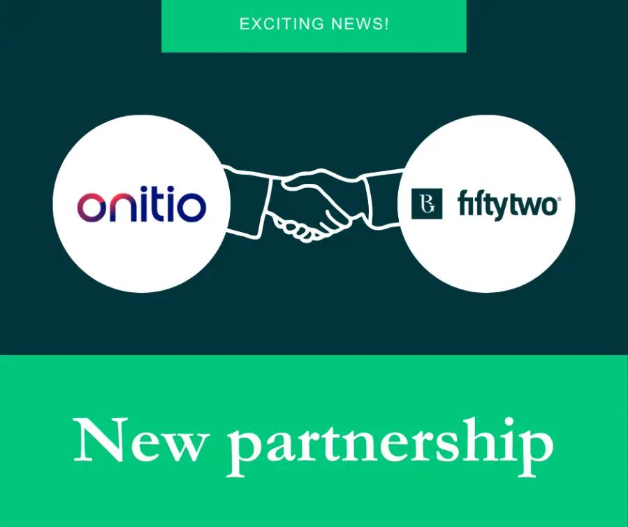 wo company logos, placed side by side, above an illustrated handshake symbolizing a newly formed partnership between the companies.