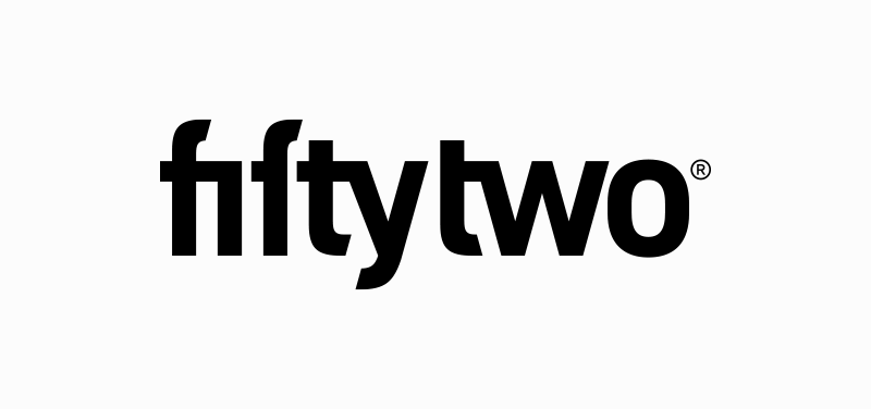 fiftytwo logo with a registered trademark symbol.