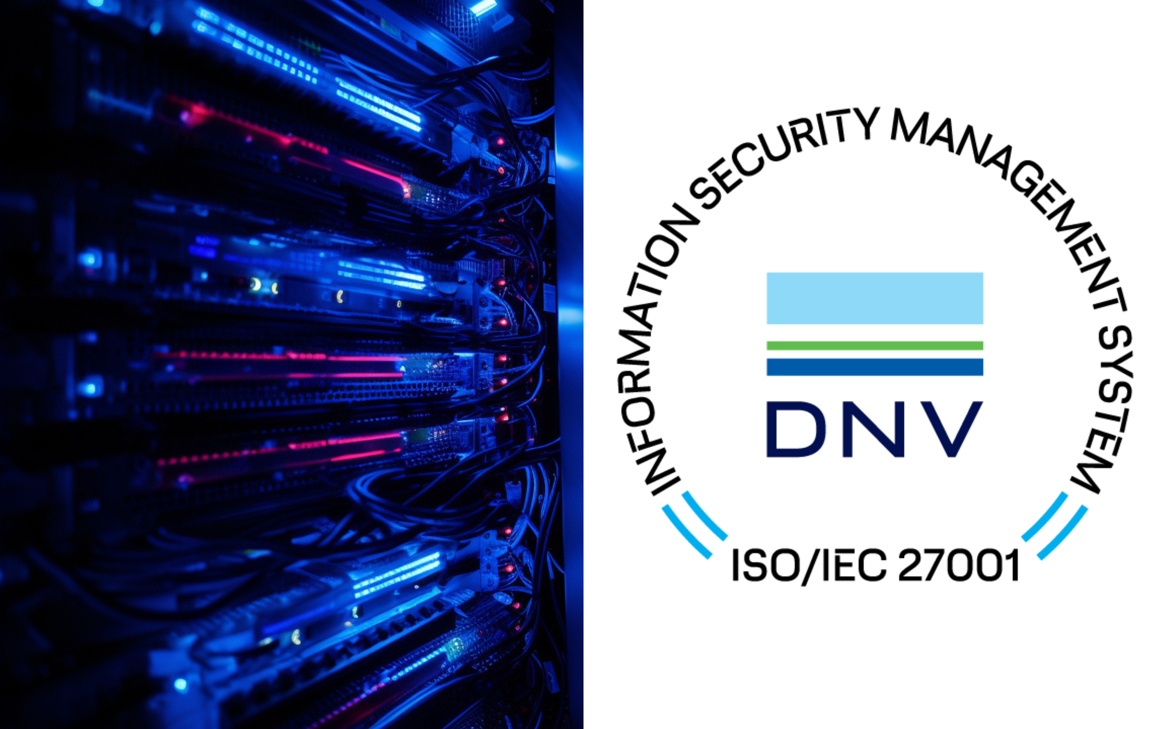 a logo for the dnv information security management system ISO IEC 27001 certification