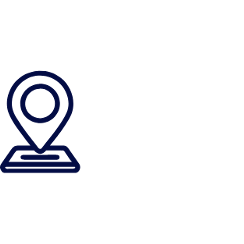 a blue icon of a map pin on a black background