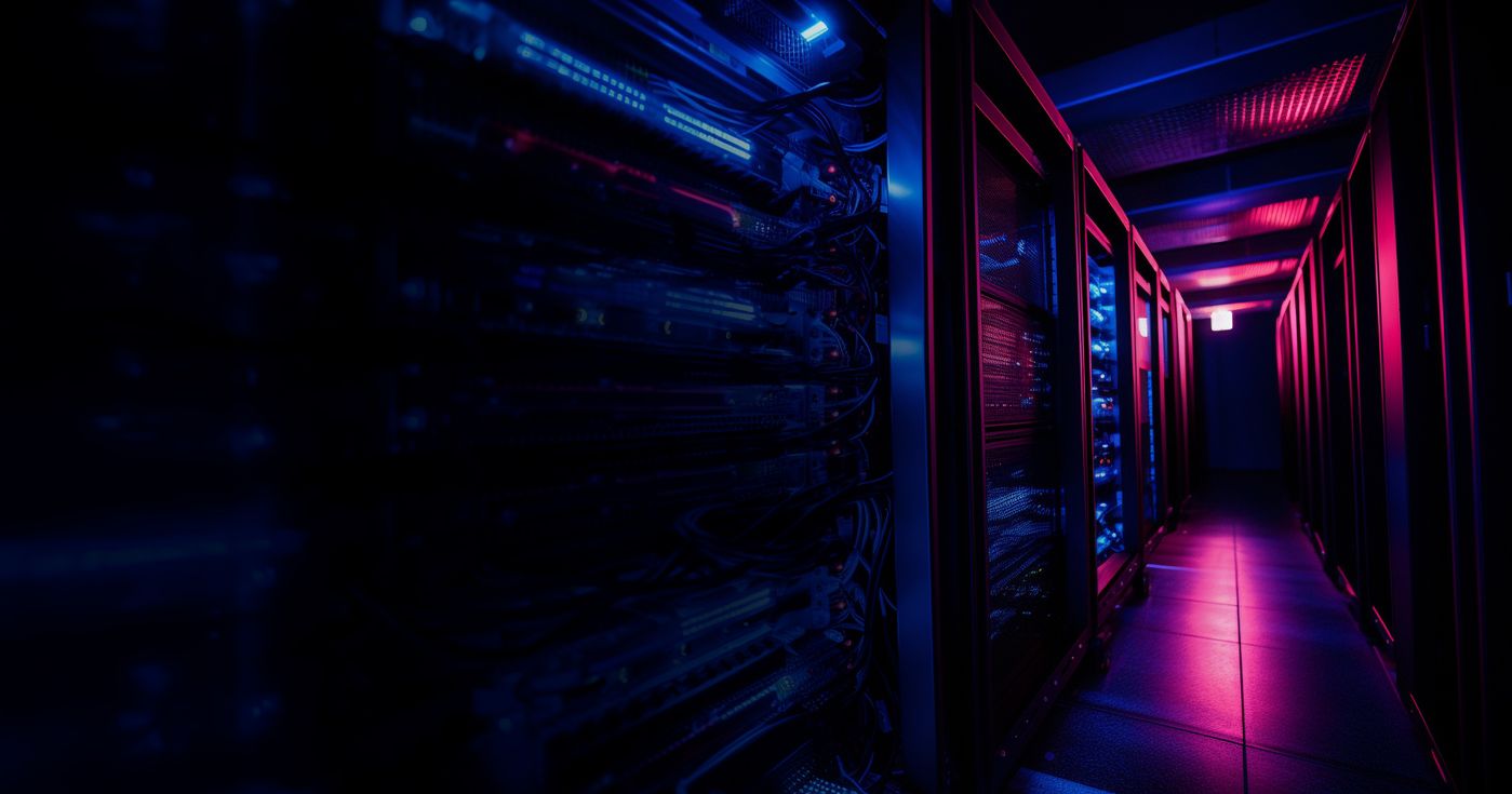 Image of a server room showcasing the infrastructure that powers our technological operations and data management.
