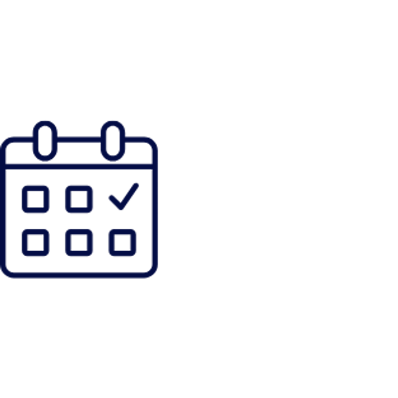 a blue calendar with a check mark on it on a black background .