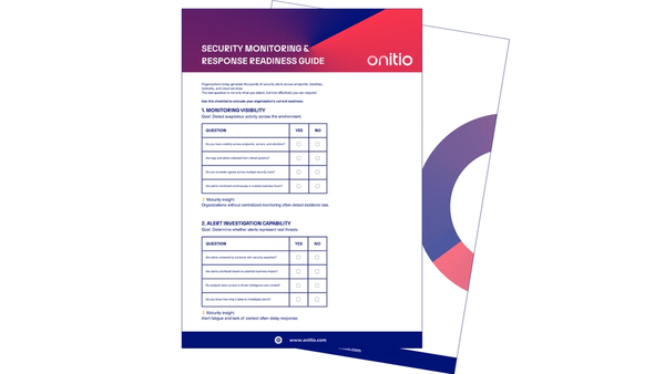 A white document titled "Security Monitoring & Response Readiness Guide" by Onitlo.