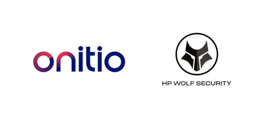 Picture of Onitio logo and HP wolf security logo that show Onitio is certified