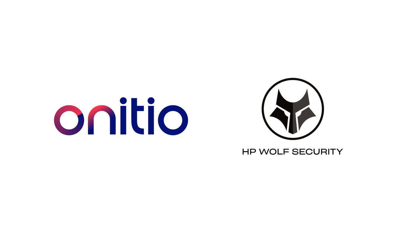 Picture of Onitio logo and HP wolf security logo that show Onitio is certified