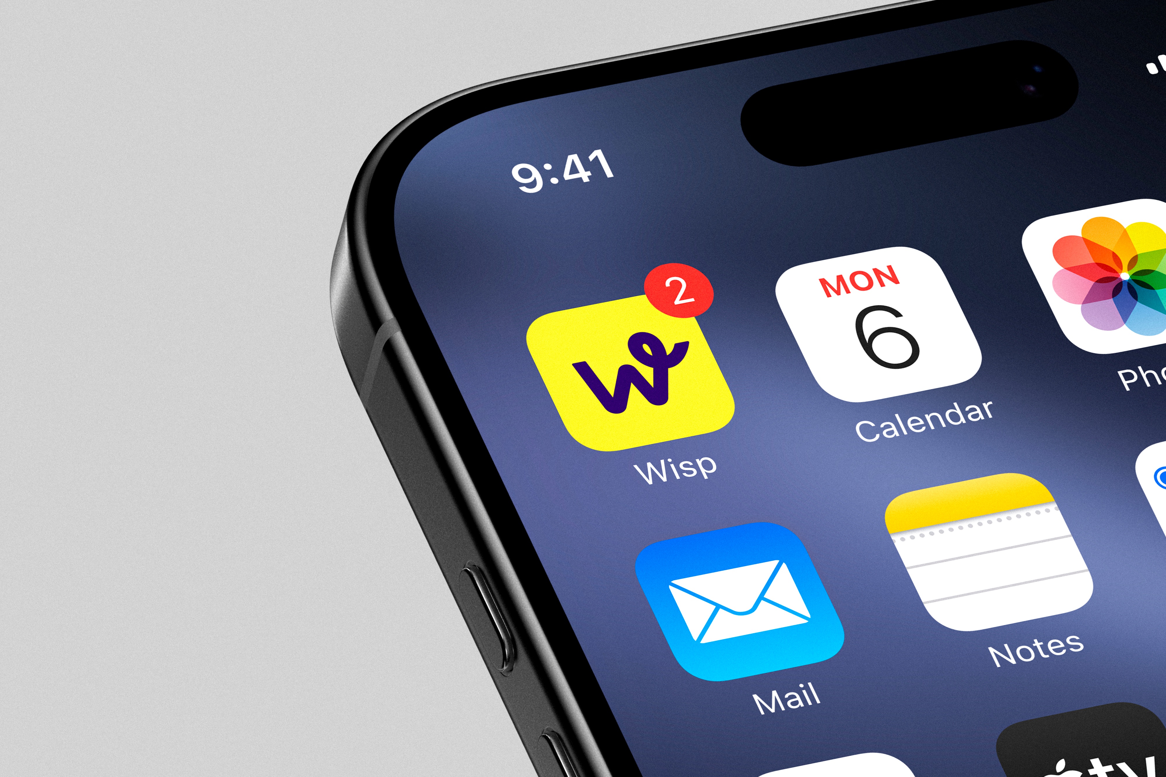 Wisp app icon displayed on a smartphone home screen