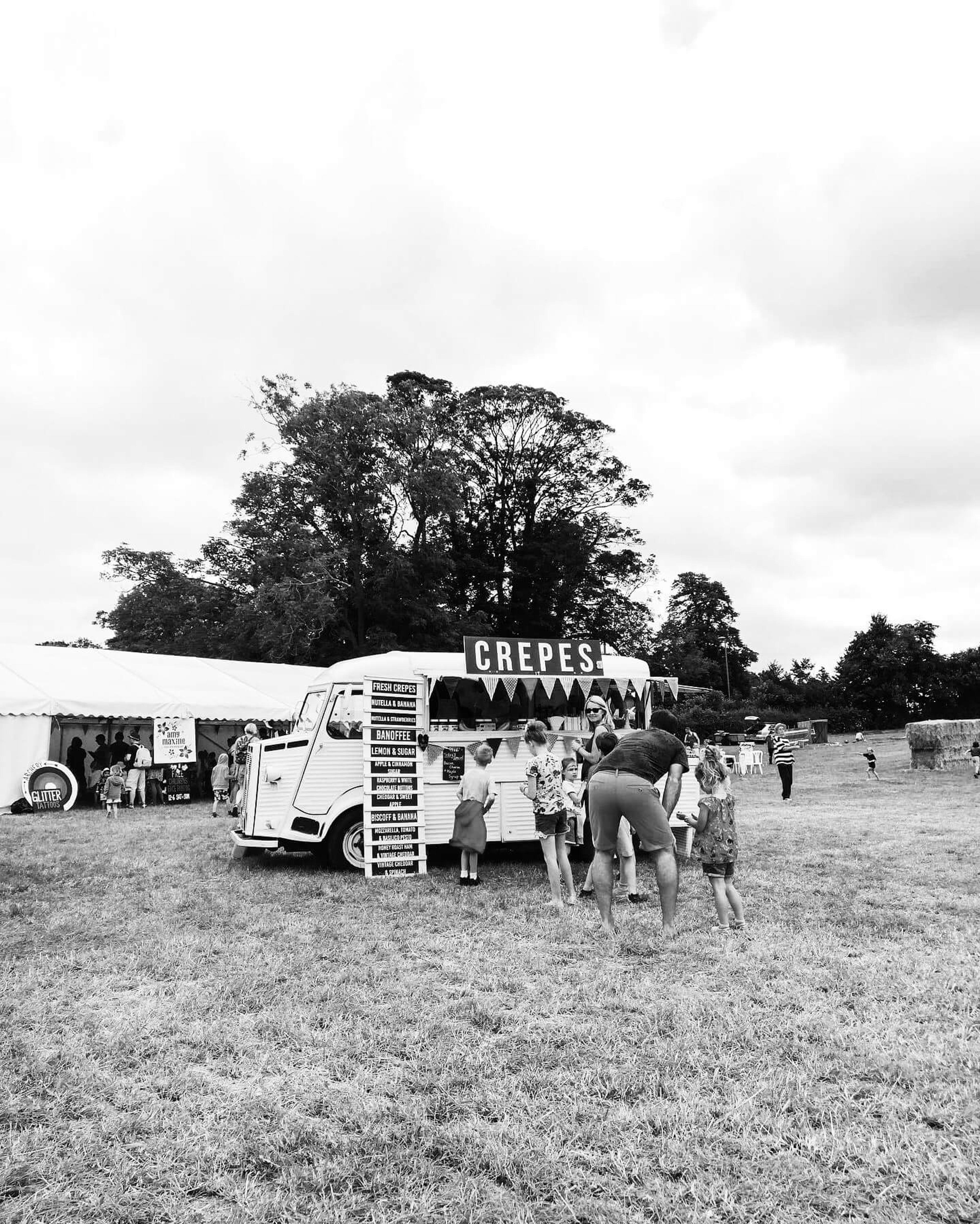 Our first event: the van on a field
