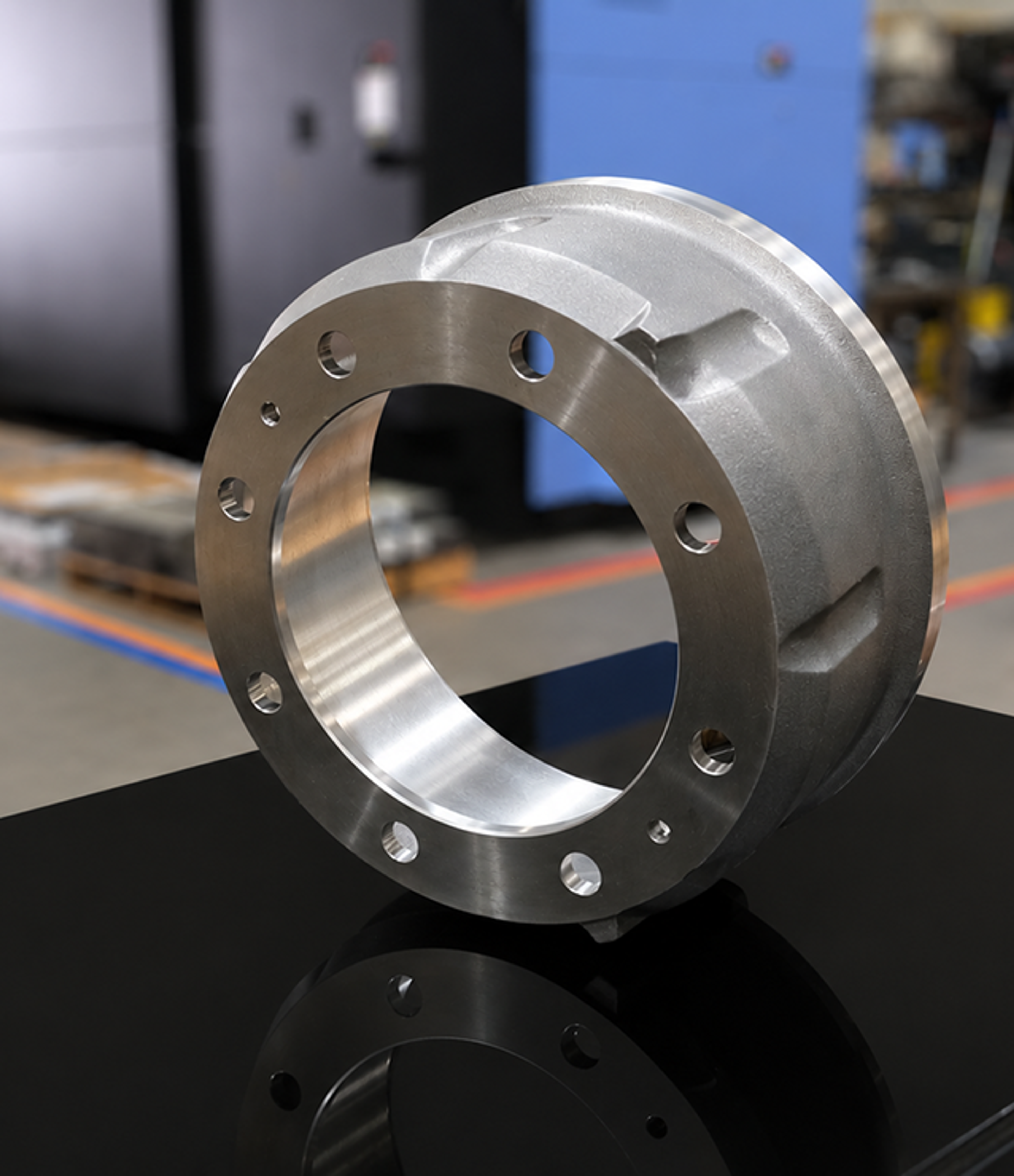Machined aluminum structural ring with perimeter bores
