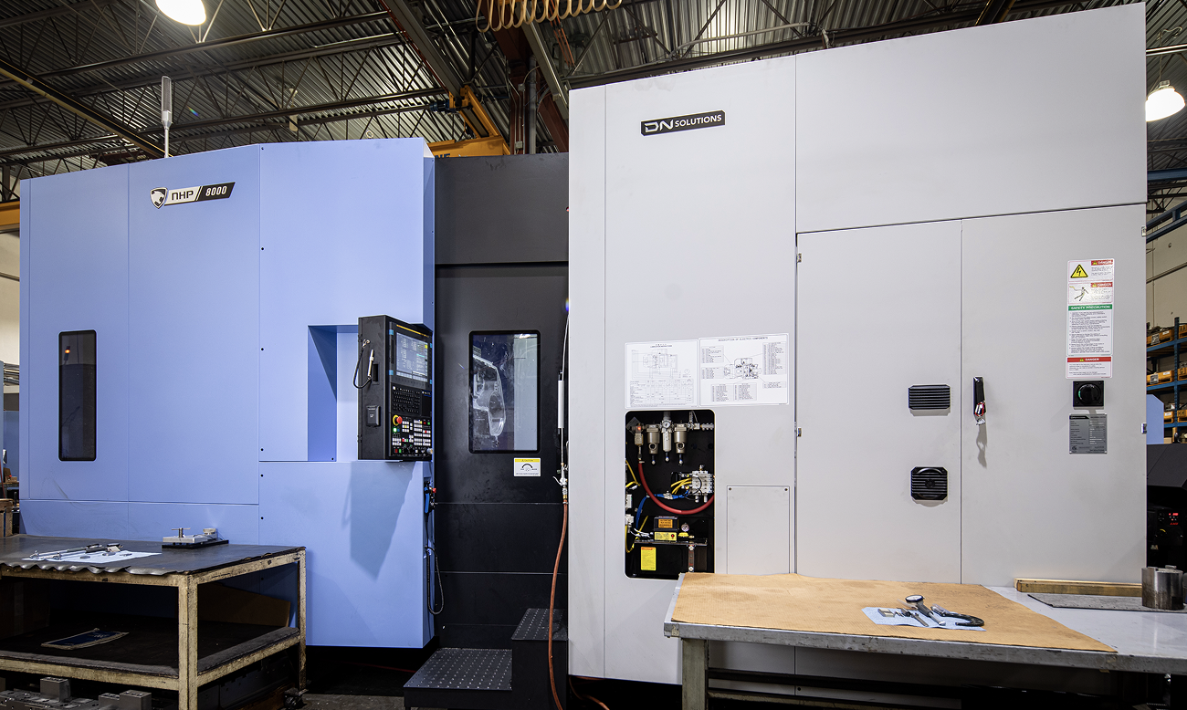 Pair of multi-axis horizontal machining centres on the SICOM shop floor