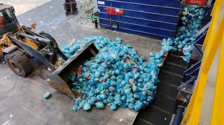 Bags with flexible plastic collected for recycling