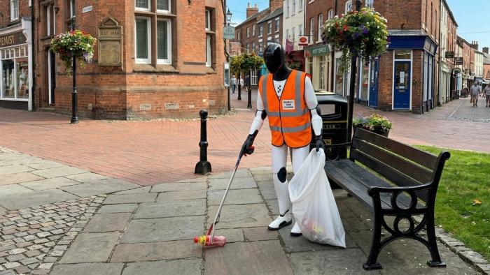 Humanoid robot picking up litter (April Fool Article)