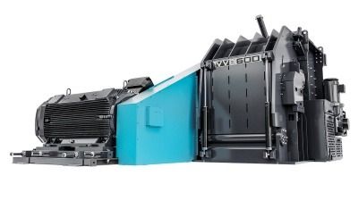 Side on view of Vecoplan VVB Wood Pre Breaker