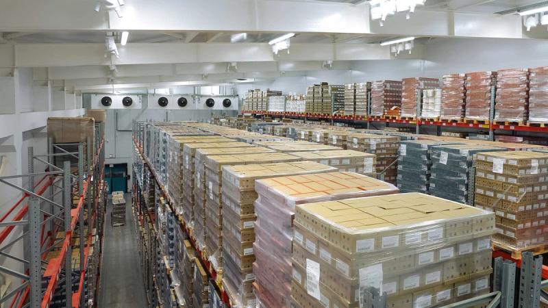 Warehouse with packaged food