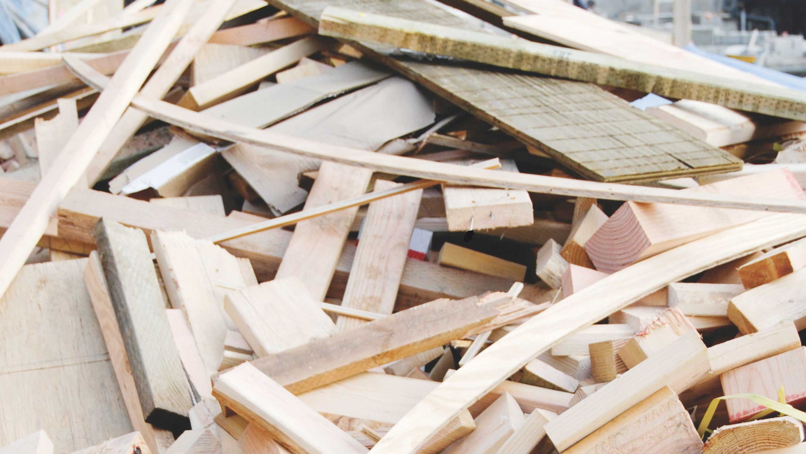 Clean waste wood sorted for recycling